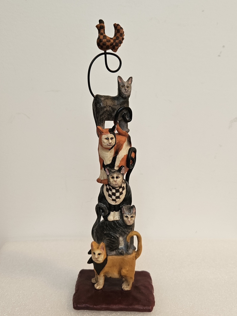 Decorative Stacked Cat Figurine - Multicolor